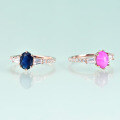 wholesale S925 sterling silver and rose gold ring inlaid with blue gemstone, a fashionable, classic, and elegant light luxury colored gemstone ring-0-2