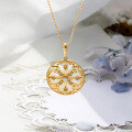 wholesale S925 Metal Rococo-style Vintage Geometric Circular Pendant with Natural Freshwater Pearl and White Shell-0-2