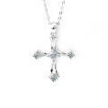 S925 Sterling Silver Moissanite Princess Cut Cross Pendant Necklace-0-3