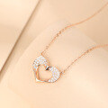 wholesale S925 sterling silver Korean-style romantic sweet heart-shaped zirconia inlaid pendant fashion creative women's necklace-0-2