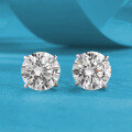 wholesale S925 Sterling Silver AliExpress Cross-Border Classic 1-Carat Round Stud Earrings Fashion Statement-0-1