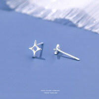wholesale 999 Sterling Silver Shining CZ Star Earrings for women -Electric silver/ear needle style pure silver