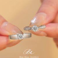 Sterling Silver XYL Couple Wedding Bands Moissanite 1CT 50PT Wholesale-Men's ring [5.0mm zircon]  Adjustable opening
