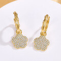 wholesale S925 Sterling Silver Micro-Inlaid Zirconia Flower Ear Hoop with Clasp, Fashionable Fresh and Sweet Little Chanel Style Five-Leaf Clover Earring-0-1