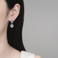 S925 Sterling Silver Moissanite Earrings for Women, Minimalist Round Stud Earrings-0-2