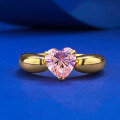 wholesale S925 Silver Ring Exquisite Hong Kong Style Peach Oolong 7*7 Heart-Shaped Pink Diamond Ring High Carbon Diamond Niche Design Pink-0-5
