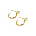 wholesale S925 Sterling Silver 450 Korean Version Ins Niche Design Minimalist Versatile S-Shaped Irregular Double-sided Pearl Earrings for Women-0-4