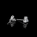Sterling Silver Three-Leaf Clover Earrings with Moissanite-0-2