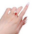 wholesale Metal Material S925 Sterling Silver Gold Plated Imported High Carbon Diamond 7*10mm Oval Pigeon Blood Red Cocktail Ring-0-4