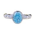 wholesale S925 Sterling Silver New 6*8mm Imported Ice-Cut Oval Aquamarine Ring for Women, Simple and Elegant-0-4
