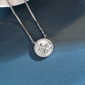 Sterling Silver Mother-of-Pearl Compass Pendant Necklace, Minimalist Liveloom Trend-0-0