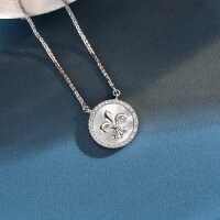 Sterling Silver Mother-of-Pearl Compass Pendant Necklace, Minimalist Liveloom Trend.-Silver - XL359  925 Silver