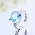 wholesale S925 Silver Fashion Luxury Natural Topaz Ring European and American Large Gemstone 10ct Personality Natural Colored Gemstone Ring-0-0