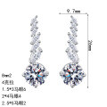 S925 Sterling Silver Moissanite Marquise Earrings with Tassels-0-3