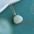 wholesale 18k Gold Clasp Natural Hetian Jade Greenish-White Small Square Bag Pendant Women's Pendant Factory Wholesale-0-1