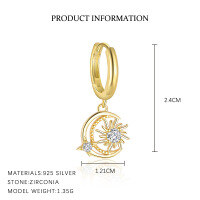 wholesale S925 Sterling Silver-E4970-Gold/Single 925 Silver