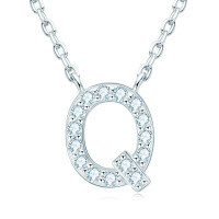S925 Sterling Silver Necklace with Moissanite Pendant, Unisex Classic Style, Clearance Shipping Included.-Letter Q Necklace [Moissanite]