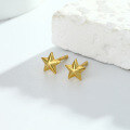 wholesale S925 Sterling Silver Ear Studs In Stock Wholesale, Plain Five-pointed Star With Dangling Ear Pin, Color-plated Real Gold, Star-shaped Foreign Trade Earrings-0-2
