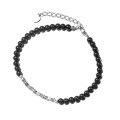 wholesale 925 Sterling Silver Korean-style Minimalist Versatile Knot Beaded Bracelet Stackable Black Agate Elegant Jewelry S6662-0-4
