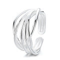 wholesale S925 Silver Fashion Cross-Border European and American Ins Style Irregular Multi-Line Crossover Trendy Open Ring-0-4