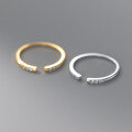 wholesale S925 Sterling Silver Minimalist Row of Diamonds Edge Diamond Openable Ring for Women, Summer Thin Band Hand Jewelry Ring R00018-0-4