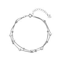 wholesale Sterling Silver Star Bead Bracelet, Fashionable, Sweet, Minimalist, Niche Design, Daily Accessory, Christmas Decoration-Star and Moon Necklace 925 Silver