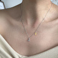 wholesale 925 Sterling Silver Cross-Border Live Streaming Bear Necklace for Women, Minimalist Plain Silver High-End Sense Collarbone Chain, Silver Jewelry for Women-0-3