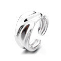 wholesale S925 sterling silver wide river line texture irregular open ring, lightweight luxury fashion trend finger ring-0-4
