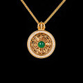 Sterling Silver Rotating Sunflower Compass Pendant with Sand Gold and Diamond Inlay-0-13