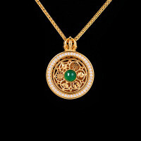 Sterling Silver Rotating Sunflower Compass Pendant with Sand Gold and Diamond Inlay-S925 Sterling Silver Rotating Compass YD2-0275BJ 925 Silver