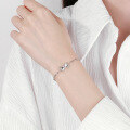 wholesale S925 Sterling Silver Korean-style Creative and Cute Bow Pink Zircon Accented Sweetheart Bracelet-0-3
