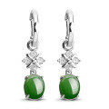 wholesale Wholesale vintage ethnic style 925 sterling silver inlaid Hetian jade earrings for women with certificate-0-4
