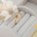 wholesale S925 Silver New Japanese-style Light Luxury Small Hollow Teardrop Ring for Women with Natural Ruby-0-5