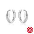 wholesale S925 Sterling Silver Double Row Diamond Inlaid Minimalist Fashion Ear Hoops,-0-10