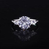 wholesale S925 Sterling Silver Fashion Round 3-Carat Large Main Stone Cushion Cut Moissanite Ring, Non-Tarnish Women's Style-3-carat moissanite ring  US size 7 (domestic size 15)