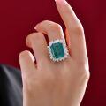 wholesale High-carbon diamond jewelry, synthetic rectangular step-cut 12*15 emerald 9-carat ring, sizes 5-9 available-0-3