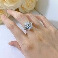 wholesale S925 Silver New Style Emerald Cut 10*14mm Rectangular Diamond Ring with Fairy-like Elegance for Wedding-0-3