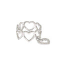 wholesale S925 Sterling Silver Adjustable Heart-Shaped Ring, Hollow Design, Ins, for Women-0-4