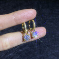 S925 Silver Gold-Tone 2ct D Color Moissanite Convertible Earrings Wholesale-0-1
