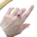 wholesale Metal: S925 Silver Pigeon Blood Red 6*8mm Oval Ring, Fashion Minimalist Luxury Personality Ins Trendy-0-4