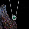 Metal Alloy New Floral Ice-Cut Green Zircon Necklace-0-1