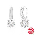 wholesale S925 Sterling Silver Super Sparkly Four-Prong Diamond Accent Versatile Hoop Earrings-0-4