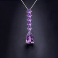 wholesale S925 Silver Inlaid Natural Gemstone Necklace Pendant with Luxurious High-End Natural Amethyst-0-1