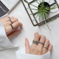 wholesale S925 Sterling Silver Korean Designer Ring Vintage Inspired Distressed Stone Set Open Adjustable Ring for Women-0-3