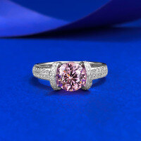 wholesale S925 Silver New Style 70 Carat Pink Sapphire Ring Exquisitely Sweet Princess Style Fresh and Delicate Live Broadcast Item-R611 Pa powder No. 6