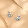 wholesale S925 Sterling Silver Bohemian Moonstone Mushroom Moon Cut-Out Earrings for Women, Cross-Border New Fashion-0-2
