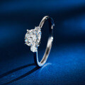S925 Sterling Silver Light Luxury Cross-Border Moissanite 1 Carat Four-Prong Ring for Women-0-4