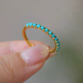 wholesale S925 Silver Vintage French Style Turquoise Minimalist Stacking Ring Elegant Band Live Streaming Supply Chain-0-2