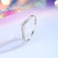 wholesale S925 Sterling Silver V-Shape Ring with Inlaid Diamonds, Versatile and Minimalist Stackable Band for Wholesale-0-1