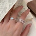 wholesale S925 sterling silver minimalist multi-line open adjustable finger ring, Korean-style versatile design-0-3